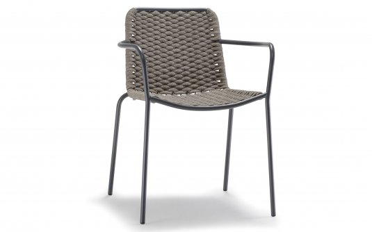 Sztaplowania krzesło ogrodowe o lekkim wyglądzie z siedziskiem z tekstyliny Cannes Sztaplowania krzesło ogrodowe o lekkim wyglądzie z siedziskiem z tekstyliny Cannes