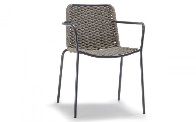 Sztaplowania krzesło ogrodowe o lekkim wyglądzie z siedziskiem z tekstyliny Cannes