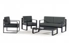 Antracytowy komplet wypoczynkowy ogrodowy na taras CAPRI z aluminium 