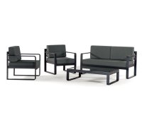 Antracytowy komplet wypoczynkowy ogrodowy na taras CAPRI z aluminium 