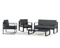 Antracytowy komplet wypoczynkowy ogrodowy na taras CAPRI z aluminium 