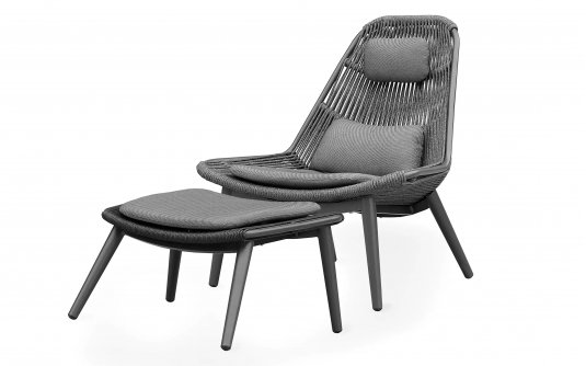 Fotel ogrodowy COMO grafit wypoczynkowy aluminiowy z oparciem z liny polipropylenowe i poduszkami olefin Fotel ogrodowy COMO grafit wypoczynkowy aluminiowy z oparciem z liny polipropylenowe i poduszkami olefin