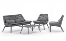Zestaw wypoczynkowy na taras grafitowy aluminiowy z liną polipropylenową como