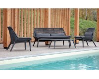 Zestaw wypoczynkowy na taras grafitowy aluminiowy z liną polipropylenową como