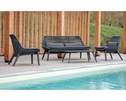 Zestaw wypoczynkowy na taras grafitowy aluminiowy z liną polipropylenową como
