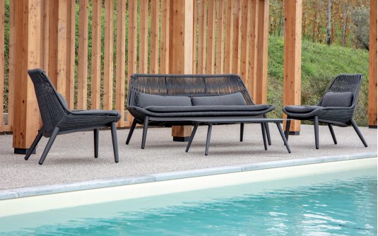 Zestaw wypoczynkowy na taras grafitowy aluminiowy z liną polipropylenową como Zestaw wypoczynkowy na taras grafitowy aluminiowy z liną polipropylenową como