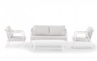 Meble ogrodowe wypoczynkowe CORDOBA na taras białe aluminiowe
