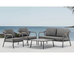 Meble ogrodowe wypoczynkowe CORDOBA na taras grafitowe aluminiowe