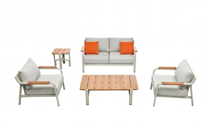 Szarobeżowy zestaw ogrodowy aluminiowy wypoczynkowy sofa 2os.VISCONTI Higoldst line.