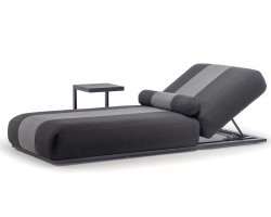 Ekskluzywny leżak ogrodowy JOY z grubym materacem i regulowanym oparciem sunbrella