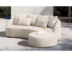 Trzyosobowa sofa ogrodowa tapicerowana jasnobeżowa luksusowa COSY