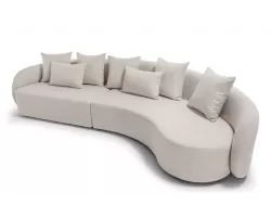 Szeroka 5-osobowa sofa ogrodowa jasnobeżowa z miękkimi kształtami COSY