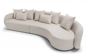 Szeroka 5-osobowa sofa ogrodowa jasnobeżowa z miękkimi kształtami COSY
