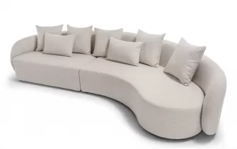 Szeroka 5-osobowa sofa ogrodowa jasnobeżowa z miękkimi kształtami COSY