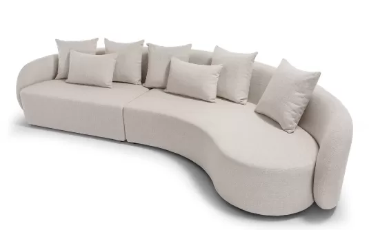 Szeroka 5-osobowa sofa ogrodowa jasnobeżowa z miękkimi kształtami COSY