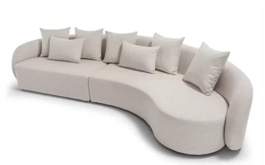 Szeroka 5-osobowa sofa ogrodowa jasnobeżowa z miękkimi kształtami COSY Szeroka 5-osobowa sofa ogrodowa jasnobeżowa z miękkimi kształtami COSY