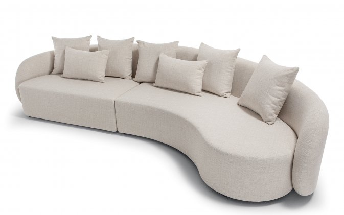 Szeroka 5-osobowa sofa ogrodowa jasnobeżowa z miękkimi kształtami COSY