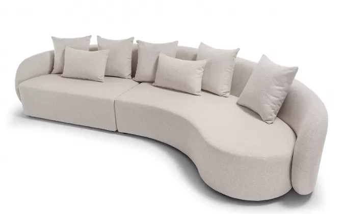 Szeroka 5-osobowa sofa ogrodowa jasnobeżowa z miękkimi kształtami COSY
