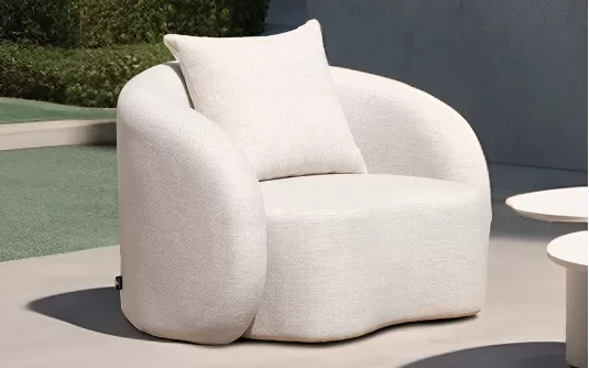 Luksusowy, elegancki fotel ogrodowy w kolorze jasnobeżowym z poduszkami olefin cosy Luksusowy, elegancki fotel ogrodowy w kolorze jasnobeżowym z poduszkami olefin cosy