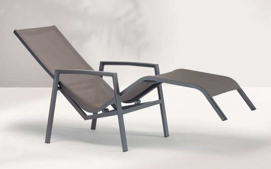 Profilowany leżak aluminiowy ogrodowy CANCUN z siedziskiem z tekstylny