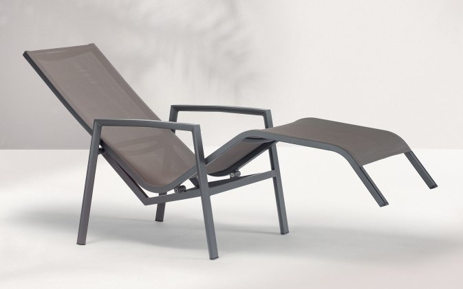 Profilowany leżak aluminiowy ogrodowy CANCUN z siedziskiem z tekstylny