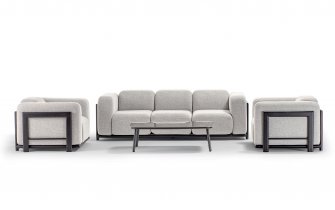 Luksusowy zestaw wypoczynkowy RULE Alu z aluminiową ramą grafitową i pięknymi szarymi obiciami