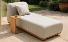 Luksusowy leżak ogrodowy z grubym materacem i stolikiem bocznym RULE