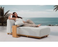 Luksusowy leżak ogrodowy z grubym materacem i stolikiem bocznym RULE