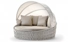 Biało szarobeżowe łóżko ogrodowe leżanka z daszkiem Eden