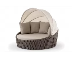 Brązowe łóżko ogrodowe leżanka z daszkiem Eden