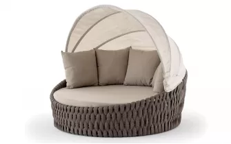 Brązowe łóżko ogrodowe leżanka z daszkiem Eden