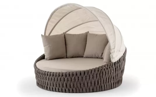 Brązowe łóżko ogrodowe leżanka z daszkiem Eden