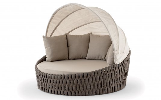 Brązowe łóżko ogrodowe leżanka z daszkiem Eden