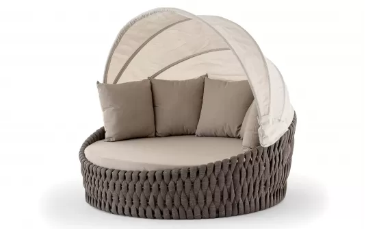 Brązowe łóżko ogrodowe leżanka z daszkiem Eden