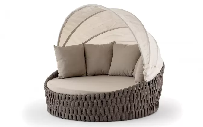 Brązowe łóżko ogrodowe leżanka z daszkiem Eden