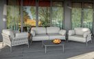 Luksusowy komplet wypoczynkowy EASY na taras aluminiowy z szarymi poduszkami olefin