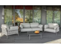 Luksusowy komplet wypoczynkowy EASY na taras aluminiowy z szarymi poduszkami olefin