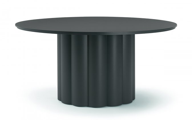 Grafitowy okrągły stół ogrodowy aluminiowy Ø155 cm BARBUDA