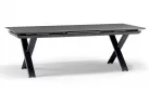Aluminiowy stół ogrodowy SALINA grafitowy nogi krzyżowe i rozkładany blat 200-260 cm kamienia spiekanego Salina