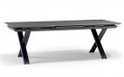 Aluminiowy stół ogrodowy SALINA grafitowy nogi krzyżowe i rozkładany blat 200-260 cm kamienia spiekanego Salina