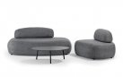 Zestaw wypoczynkowy złożony z sofy i fotela w o obłych kształtach antracytowy ROCK SET ze stolikiem