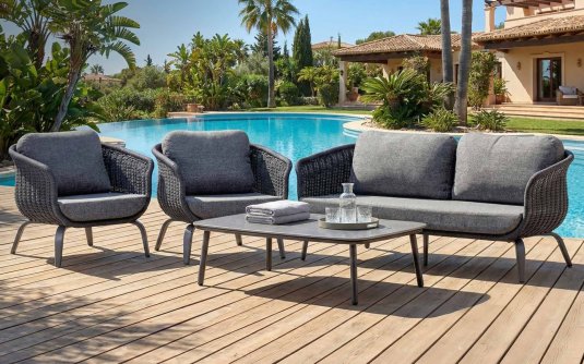 Aluminiowe meble wypoczynkowe ogrodowe grafitowe MELROSE 