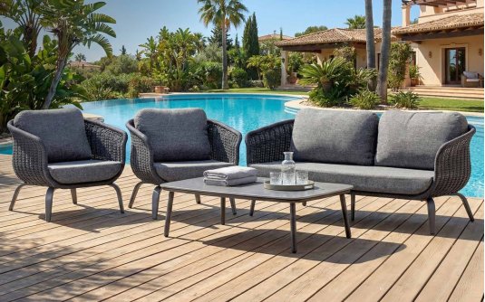 Aluminiowe meble wypoczynkowe ogrodowe grafitowe MELROSE Aluminiowe meble wypoczynkowe ogrodowe grafitowe MELROSE