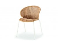 Krzesło ogrodowe z białą podstawą i oplecione liną w kolorze naturalnym Ocean