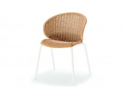 Krzesło ogrodowe z białą podstawą i oplecione liną w kolorze naturalnym Ocean