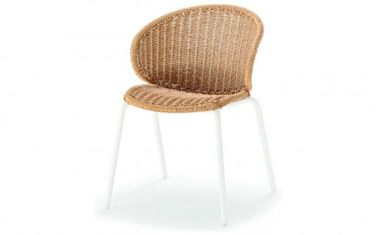 Krzesło ogrodowe z białą podstawą i oplecione liną w kolorze naturalnym Ocean Krzesło ogrodowe z białą podstawą i oplecione liną w kolorze naturalnym Ocean