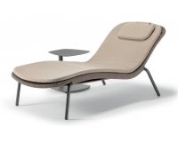 Aluminiowy leżak ogrodowy profilowany na aluminiowej podstawie grafit z brązową liną