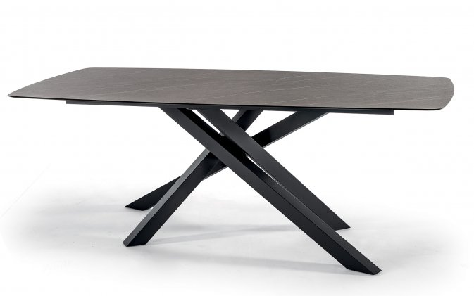 Luksusowy stół ogrodowy MILO 240x105 aluminiowa podstawa krzyżowaj I blat Hpl imitacja kamienia