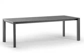 Grafitowy stół ogrodowy STROMBOLI rozkładany aluminiowy z deseczek poprzecznych