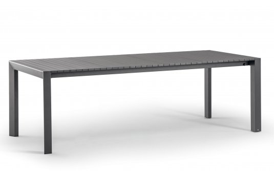 Grafitowy stół ogrodowy STROMBOLI rozkładany aluminiowy z deseczek poprzecznych